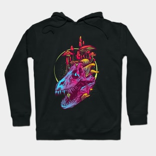 T Rex Mycology Psychedelic Skull Hoodie